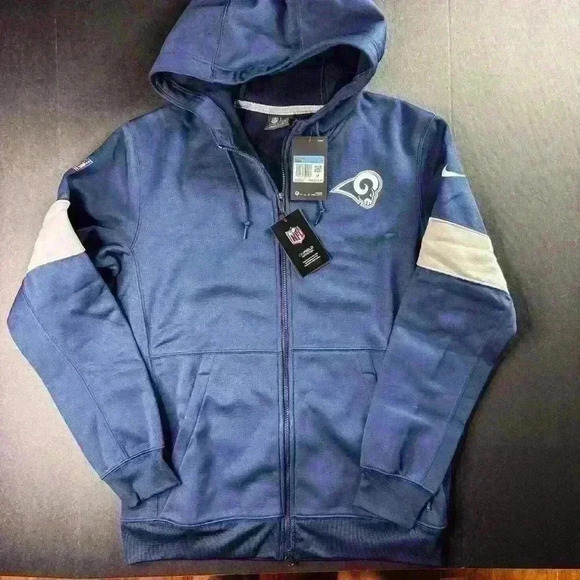 💰HUGE CLEARANCE SALE 💰 Nike Performance Full Zip LA Rams Mens Hoodie NWT - Picture 1 of 4